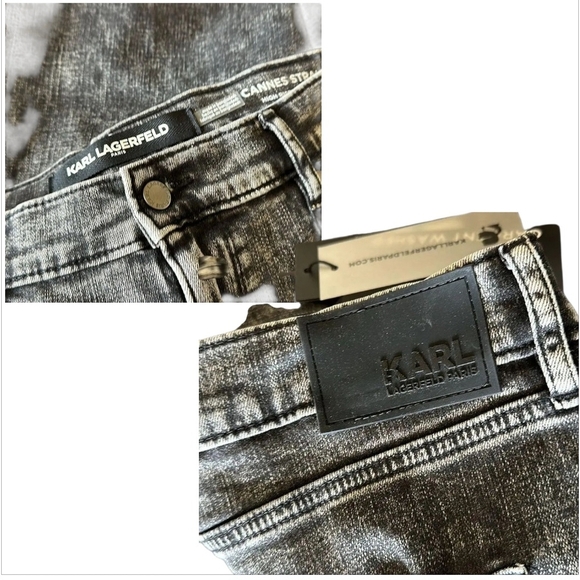 NWT Karl Lagerfeld Jeans Straight Leg Rhinestone Distressed sz 6 - Picture 4 of 15